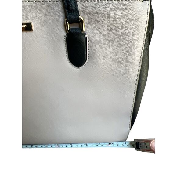 Kate Spade Leighann Laurel Way Leather Satchel Neutral Blush/Black Handbag Large - Picture 10 of 13